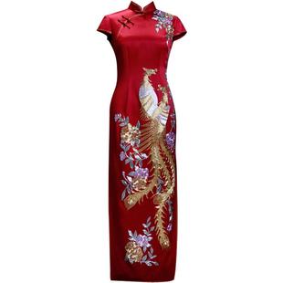 蝶恋 凤舞 手工盘金绣婚宴礼服真丝婚礼崔万志旗袍连衣裙定制