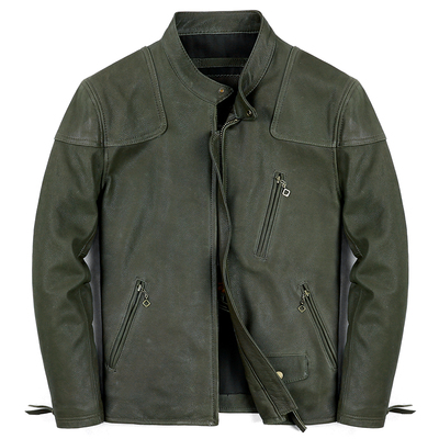 PERCOOL毒液立领牛皮真皮皮衣