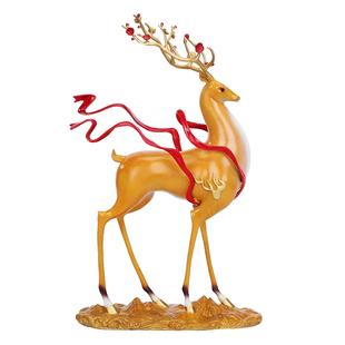 黄铜《一鹿长虹》摆件梅花鹿中式家居客厅玄关办公室乔迁开业礼物