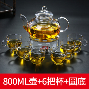 耐热玻璃茶壶套装 家用防爆泡茶器电陶炉可加热煮花茶壶底座带蜡烛