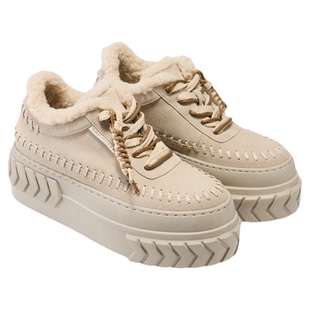 fed绒面休闲鞋冬季新款女鞋加厚棉鞋保暖厚底鞋女款S1217-YAB050