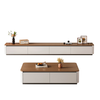 中古风实木落地电视柜茶几组合