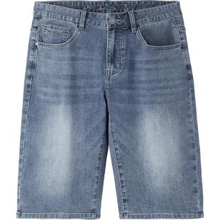 HLA/海澜之家山不在高牛仔中裤26夏季五袋刺绣直筒短裤男五分裤