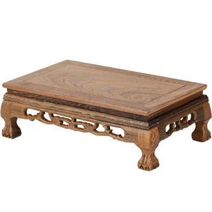 鸡翅木奇石石头红木雕刻工艺品托架 实木质花瓶花盆佛像摆件底座