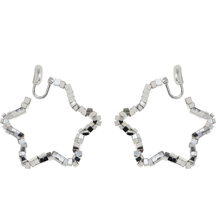 无耳洞欧美风几何小方块可摇五角星蚊香盘耳夹个性碎银耳钉女耳饰