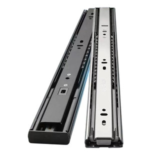 抽屉滑道轨道超厚静音三节轨导轨衣柜滑轨阻尼缓冲45加宽黑滑轨道