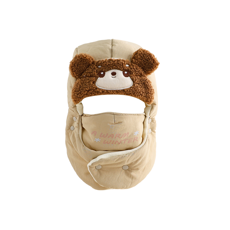 儿童帽子围巾一体电动车骑车防寒保暖防风面罩男童保暖男孩雷锋帽