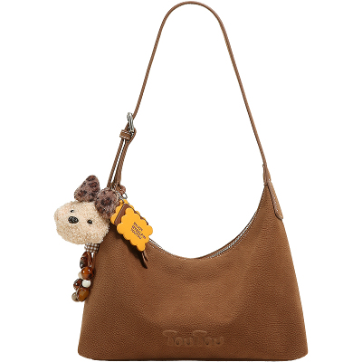 TOUTOU小狗荔枝纹腋下包软袋hobo