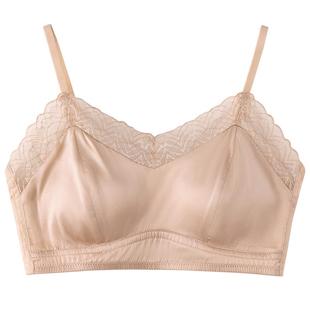 有致双面真丝内衣女裸感缎面抹胸式防走光美背内搭蕾丝无钢圈文胸