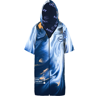安泊来速干浴巾男士潜水斗篷游泳冬训浴袍拉链吸水防风防晒外套