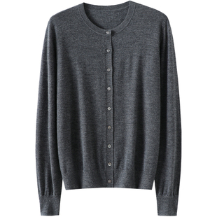 做高傲的上位者~高定精纺100%纯山羊绒开衫女圆领纯羊绒毛衣外套