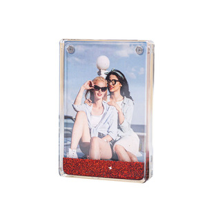 亚克力精雕咕盘入油流沙咕卡砖强磁流沙麻将单寸2寸流沙磁性相框摆件大小号定制