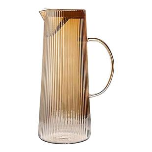 条纹高硼硅玻璃冷水壶套装 带不锈钢过滤果汁壶 家用大容量凉水壶