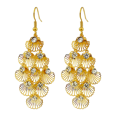 玲秀扇形贝壳流苏耳环耳挂