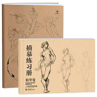 人体结构+人体动态临摹练习册 伯里曼人体结构教学 艺用动态解剖 人体动态临摹画册 素描速写基础教程 画画入门自学零基础 描摹本
