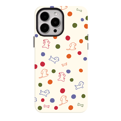 彩色波点小狗适用苹果17promax手机壳iphone16pro菲林磁吸支架个性华为P80小米15小众vivo防摔保护壳oppo简约