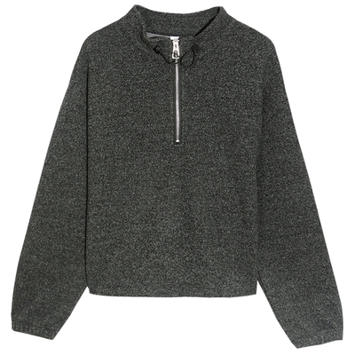 半拉链立领加绒加厚宽松女卫衣