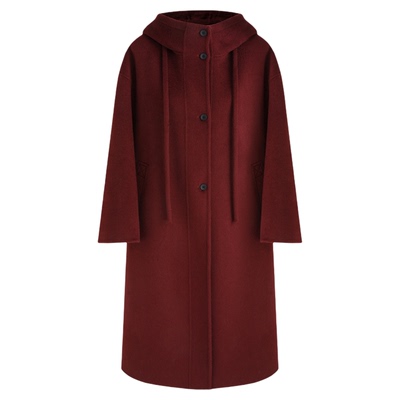 SeRinaBlue红色连帽女士羊毛大衣