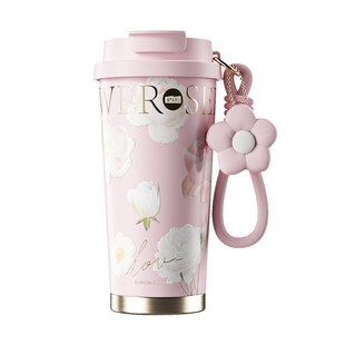 世大家咖啡杯陶瓷内胆保温杯女生高颜值2025新款便携双饮吸管水杯