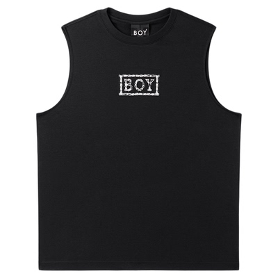 BOYLONDON美式高街简约LOGO黑色无袖坎肩夏季男女同款T恤N02005