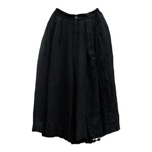 似半裙~大裤腿阔腿裤松紧腰亚麻裤长裤棉麻休闲裤宽松裙裤InchLim