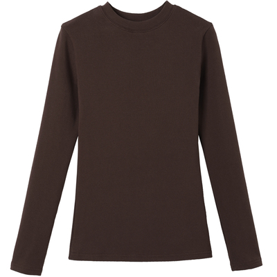 纯棉打底衫女长袖T恤春秋季2025新款加厚磨毛修身小圆领洋气内搭