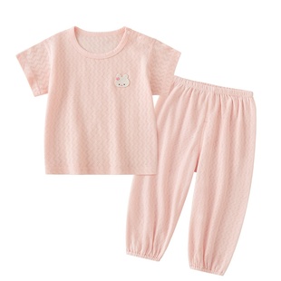 宝宝睡衣夏季薄款纯棉a类女童夏装婴儿家居服儿童短袖防蚊裤套装