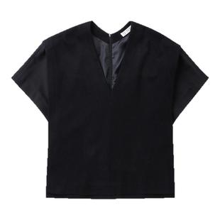 IT D DEMOO女装宽松V领飞袖上衣新款随性时尚拼接上衣410453XN