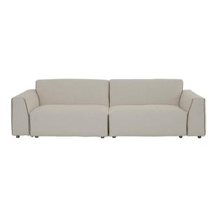 支吾昆仑侘寂风进口棉麻布艺沙发简约现代可拆洗白色直排羽绒极简