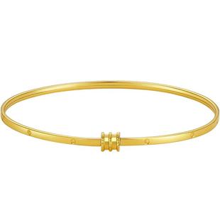 周六福黄18k金手镯女小蛮腰彩金空心镯子路路通多转运新年礼物