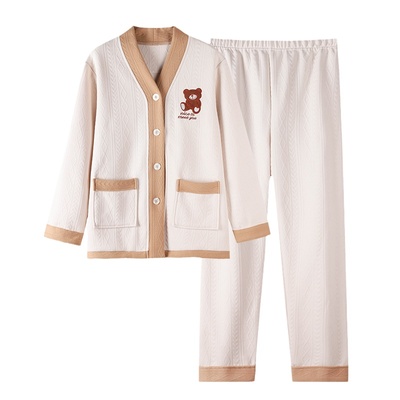 芬腾正品秋冬天加厚夹层睡衣套装