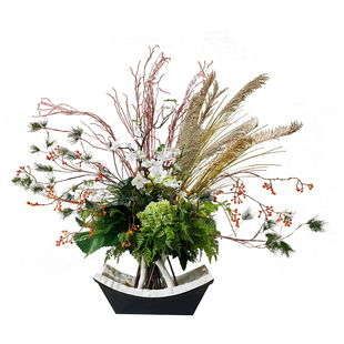 晶华高端大型仿真花艺摆件日式草月酒店花艺会所插花布置餐桌布置