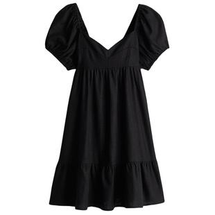 HM女装连衣裙夏季短款泡泡袖法式休闲时尚法式掐腰连衣裙1275471