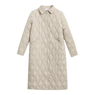 2025年新款轻薄款羽绒棉服女过膝长款修身菱格冬季中长款棉袄外套