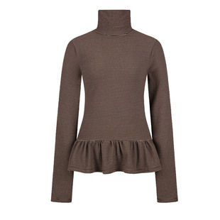 Letter from moon条纹荷叶边毛衣2025冬季新款韩版休闲内搭女上衣