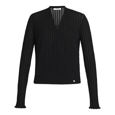 Marisfrolg玛丝菲尔春秋V领交叠式镂空针织开衫