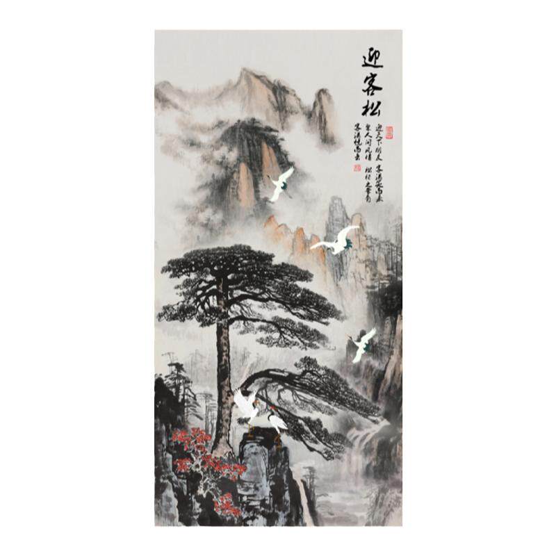 现代中式玄关装饰画迎客松正对入现代装饰画