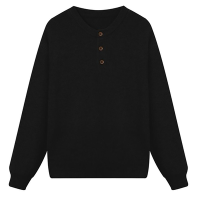 黑色亨利领毛衣男款秋冬季宽松保暖针织衫内搭上衣高级感2025新款