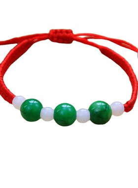 热卖手工编织民族风时尚男女本命年玉石转运珠路路通吊坠红绳手链