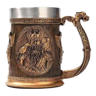 北欧龙头海盗复古维京人雷神啤酒杯艺术水杯创意马克杯酒吧装饰品