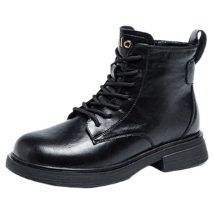 康益秋冬新款大码马丁靴女41到43保暖加绒宽肥脚女靴圆头短筒短靴