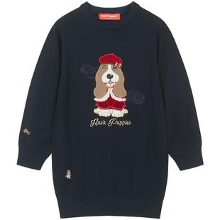 暇步士童装儿童拜年服长袖连衣裙女童秋冬季新款大童红色针织裙子