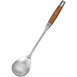 初惠304不锈钢分餐勺家用公用长勺花梨木防烫长柄饭勺厨具柄防烫