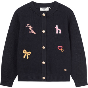 【新年】hazzys哈吉斯童装女童毛衣2025秋开身线衣甜美百搭针织衫