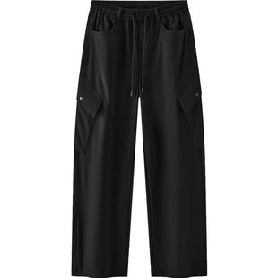 [商场同款]森马休闲裤女黑色裤子阔腿裤2025秋新款宽松工装裤户外