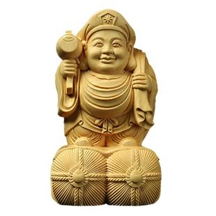 黄杨木雕摆件创意大黑天佛门护法神七福神财神送礼工艺品供奉佛像
