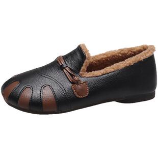 老北京棉鞋女冬加绒中老年妈妈鞋老人保暖鞋带后跟棉拖鞋女款包跟