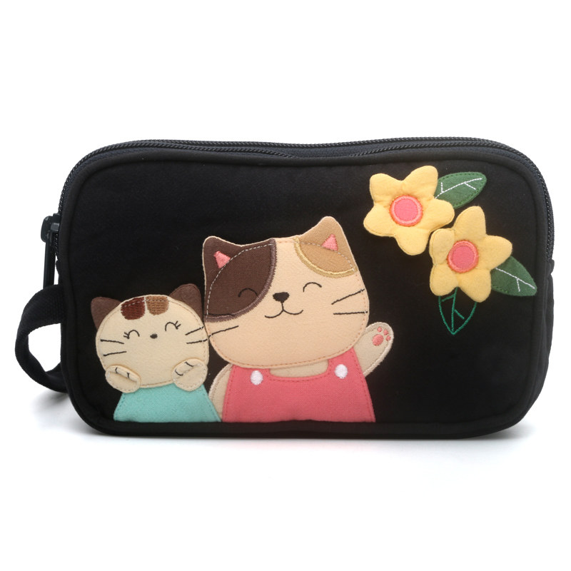 Kine猫布艺可爱手腕手拿手机包