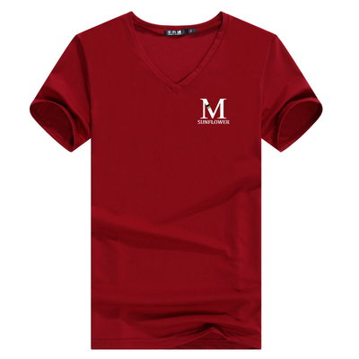 夏季纯棉V领紧身韩版潮短袖T恤