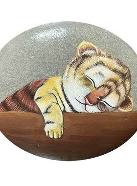 石头画丙烯画摆件中式书房